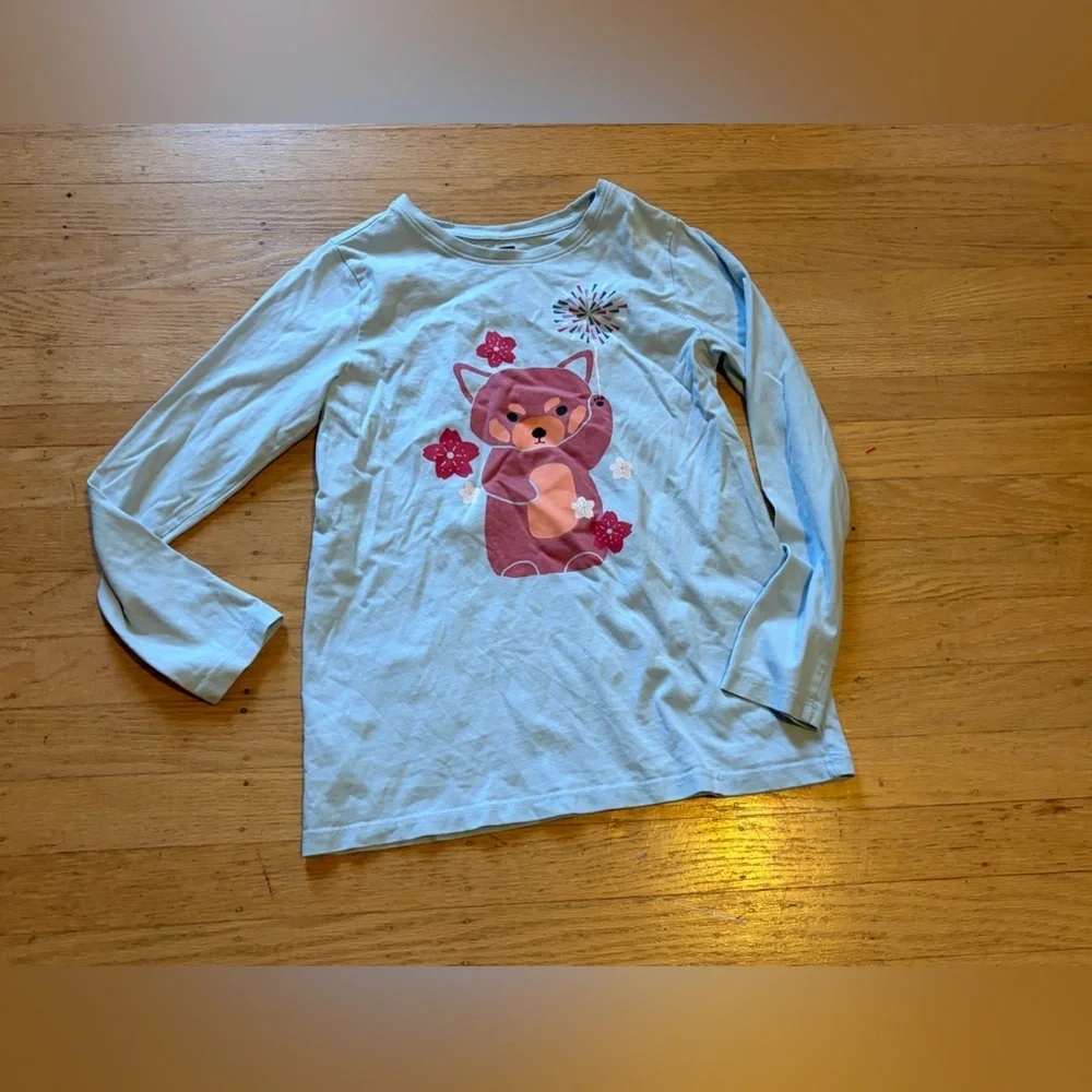 Tea collection long sleeve bear sparkle tee with front and back print